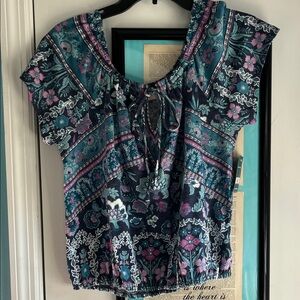 New Lucky Brand Floral Patterned Women's boho Top